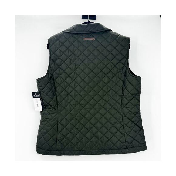 Lauren Ralph Lauren Crest-Patch Diamond Quilted Vest Olive Green Size XL NWT - Picture 7 of 13